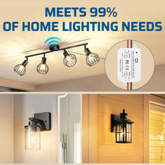 AENTIA Wireless Light Switch 86 Wall Panel RF Safety Switch and 10 Amp Relay Receiver Controller, No Wiring Easy Install, for Lights up to 1500W (2T + 2R)