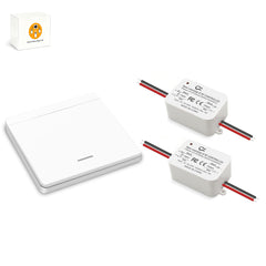 AENTIA Wireless Light Switch 86 Wall Panel RF Safety Switch and 10 Amp Relay Receiver Controller, No Wiring Easy Install, for Lights up to 1500W (2T + 2R)