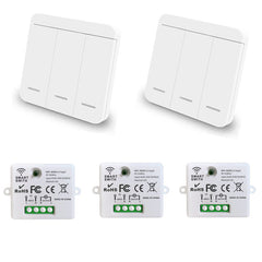AENTIA Mini Wireless WiFi Switch, 2500W 10A RF Relay Remote Control 3 Recievers with 1 Wireless Wall Switch, Smart Control by Phone Via Tuya APP, Compatible with Alexa/Google Home