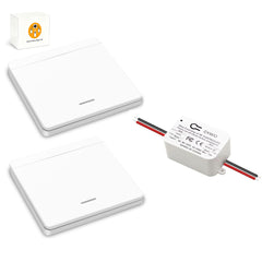 AENTIA Wireless Light Switch 86 Wall Panel RF Safety Switch and 10 Amp Relay Receiver Controller, No Wiring Easy Install, for Lights up to 1500W (2T + 2R)