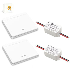 AENTIA Wireless Light Switch 86 Wall Panel RF Safety Switch and 10 Amp Relay Receiver Controller, No Wiring Easy Install, for Lights up to 1500W (2T + 2R)