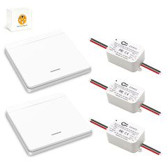 AENTIA Wireless Light Switch 86 Wall Panel RF Safety Switch and 10 Amp Relay Receiver Controller, No Wiring Easy Install, for Lights up to 1500W (2T + 2R)