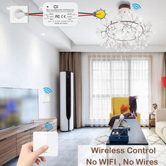 AENTIA Wireless Light Switch 86 Wall Panel RF Safety Switch and 10 Amp Relay Receiver Controller, No Wiring Easy Install, for Lights up to 1500W (2T + 2R)