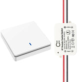 AENTIA Wireless light switch 86 Wall Panel RF Safety switch and 10A AC 220V 85V-250V Relay Receiver Controller, No Wiring Easy instal for lights up to 1500W (2 * Switch + 2 * Receiver)