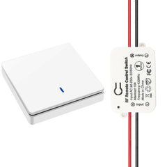 AENTIA Wireless light switch 86 Wall Panel RF Safety switch and 10A AC 220V 85V-250V Relay Receiver Controller, No Wiring Easy instal for lights up to 1500W (2 * Switch + 2 * Receiver)
