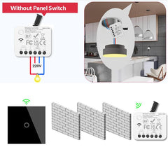 AENTIA Wireless Light Switch Remote Control Switch Smart Switch No Wiring Required Stable Signal 30m Range Easy Install for Home Bathroom Farm (1T + 3R)