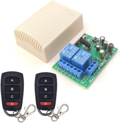 AENTIA AC 110V 120V 220V 240V Wireless Remote Control Switch 433Mhz RF 10A 2CH Relay Receiver with 2 Transmitters for Garage Door Electric Curtain Motor Light DIY Radio Control Switch