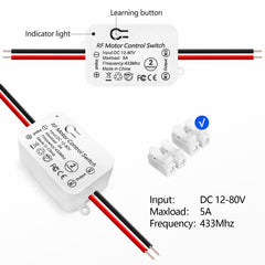 AENTIA Wireless DC Motor Remote Control Switch Controller Receiver Relay DC 12 V - 80 V 5A with 2 Transmitters, Radio Control Motor Forward and Backward