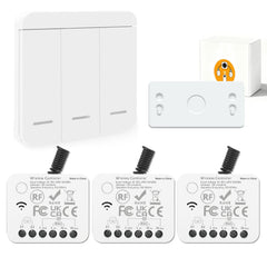 AENTIA Wireless light switch, RF433 Staircase safety switch and receiver controller 10A, easy installation for lamp up to 1500W, Up to 100 Meters Control for Lights