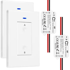 AENTIA AC 110V 120V 220V 240V Wireless Remote Control Light Switch 1500W 1 Channel 433Mhz RF Relay Receiver with 2 Transmitters Keyfob for Lamp Bulb, Easy to Install