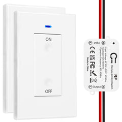AENTIA AC 110V 120V 220V 240V Wireless Remote Control Light Switch 1500W 1 Channel 433Mhz RF Relay Receiver with 2 Transmitters Keyfob for Lamp Bulb, Easy to Install