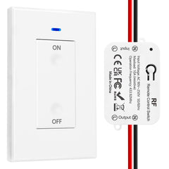 AENTIA AC 110V 120V 220V 240V Wireless Remote Control Light Switch 1500W 1 Channel 433Mhz RF Relay Receiver with 2 Transmitters Keyfob for Lamp Bulb, Easy to Install