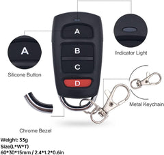 AENTIA 1527 Learning Code Wireless Remote Control Transmitter Keychain 433Mhz 4 Buttons, for use with DieseRC Receiver