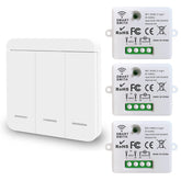 AENTIA Mini Wireless WiFi Switch, 2500W 10A RF Relay Remote Control 3 Recievers with 1 Wireless Wall Switch, Smart Control by Phone Via Tuya APP, Compatible with Alexa/Google Home