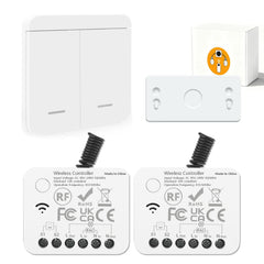 AENTIA Wireless light switch, RF433 Staircase safety switch and receiver controller 10A, easy installation for lamp up to 1500W, Up to 100 Meters Control for Lights
