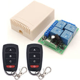 AENTIA DC 12V Wireless Relay Remote Control Switch 433MHz RF 4 Channels Relay Receiver Board with 2 Transmitters for Truck Trunk Motor Garage Door Electric Lock, 3 Operating Modes