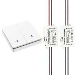 AENTIA Wireless light switch 86 Wall Panel RF Safety switch and 10A AC 220V 85V-250V Relay Receiver Controller, No Wiring Easy instal for lights up to 1500W (2 * Switch + 2 * Receiver)