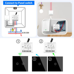 AENTIA Wireless Light Switch Remote Control Switch Smart Switch No Wiring Required Stable Signal 30m Range Easy Install for Home Bathroom Farm (1T + 3R)