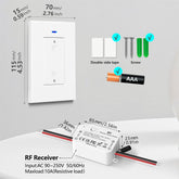 AENTIA AC 110V 120V 220V 240V Wireless Remote Control Light Switch 1500W 1 Channel 433Mhz RF Relay Receiver with 2 Transmitters Keyfob for Lamp Bulb, Easy to Install