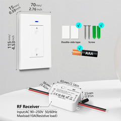 AENTIA AC 110V 120V 220V 240V Wireless Remote Control Light Switch 1500W 1 Channel 433Mhz RF Relay Receiver with 2 Transmitters Keyfob for Lamp Bulb, Easy to Install