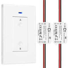 AENTIA AC 110V 120V 220V 240V Wireless Remote Control Light Switch 1500W 1 Channel 433Mhz RF Relay Receiver with 2 Transmitters Keyfob for Lamp Bulb, Easy to Install