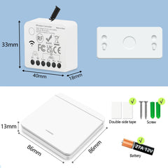 AENTIA Wireless light switch, RF433 Staircase safety switch and receiver controller 10A, easy installation for lamp up to 1500W, Up to 100 Meters Control for Lights