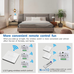 AENTIA Wireless Switch Kit - 86 Wall Panel RF Safety Switch and 10 Amp Relay Receiver, No Wiring Easy Install, for Lights up to 1500W 85V-250V 220V 240V