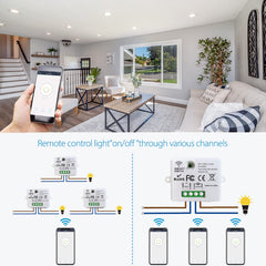 AENTIA Mini Wireless WiFi Switch, 2500W 10A RF Relay Remote Control 3 Recievers with 1 Wireless Wall Switch, Smart Control by Phone Via Tuya APP, Compatible with Alexa/Google Home