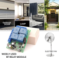 AENTIA Universal Wireless Remote Control Switch AC 110V 120V 240V 220V 10A 4 Channels RF Relay Receiver Board with 2 Transmitters for Motor Garage Door Light Electric Cylindern