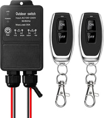AENTIA Waterproof Wireless Remote Control Switch AC 230 V/220 V 30 A Relay Receiver for Wet Position Outdoor Yard Light Area Water Pump Farm Irrigation Garden Garage Warehouse