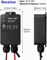 AENTIA Waterproof Switch with Remote Control DC 8V-80V 30A Relay for Remote Lights Wet Position Outdoor Yard Light Area Water Pump Farm Irrigation Garden Garage Warehouse
