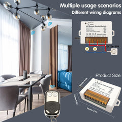 AENTIA 2 Channels Wireless Relay Remote Control Switch 433Mhz RF DC 5V 12V 24V 30V 10A Relay Receiver with 2 Transmitters Keyfob, Big Terminal Easy Wiring