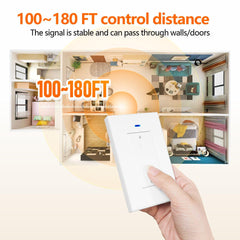AENTIA AC 110V 120V 220V 240V Wireless Remote Control Light Switch 1500W 1 Channel 433Mhz RF Relay Receiver with 2 Transmitters Keyfob for Lamp Bulb, Easy to Install