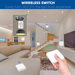 AENTIA Wireless light switch 86 Wall Panel RF Safety switch and 10A AC 220V 85V-250V Relay Receiver Controller, No Wiring Easy instal for lights up to 1500W (2 * Switch + 2 * Receiver)