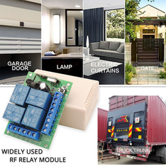 AENTIA DC 12V Wireless Relay Remote Control Switch 433MHz RF 4 Channels Relay Receiver Board with 2 Transmitters for Truck Trunk Motor Garage Door Electric Lock, 3 Operating Modes