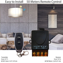 AENTIA 433Mhz Wireless Remote Control Switch with 328ft Long Range Radio Control DC 12V 24V 36V 48V 12V-75V 40A Relay Receiver and 2 Transmitters Keyfobs for Lighting Water Pump Household Appliances