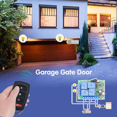 AENTIA Universal Wireless Remote Control Switch AC 110V 120V 240V 220V 10A 4 Channels RF Relay Receiver Board with 2 Transmitters for Motor Garage Door Light Electric Cylindern