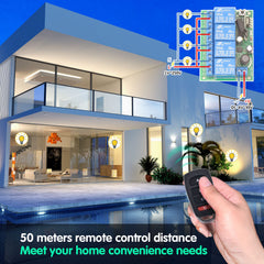 AENTIA DC 12V 24V 4CH Wireless Remote Control Switch DC 6-30V 10A 4-Channels 433Mhz Radio Frequency Relay Receiver with 2 RF Transmitters for Lights Garage Door Motor Awning