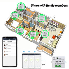 AENTIA Mini Wireless WiFi Switch, 2500W 10A RF Relay Remote Control 3 Recievers with 1 Wireless Wall Switch, Smart Control by Phone Via Tuya APP, Compatible with Alexa/Google Home
